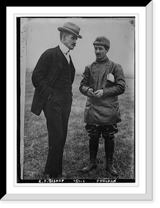 Historic Framed Print, C.F. Bishop and Paulhan standing together on field,  17-7/8" x 21-7/8"