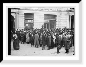 Historic Framed Print, Mrs. S. Loebinger speaking to crowd on street, New York,  17-7/8" x 21-7/8"