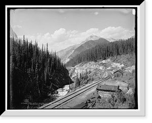Historic Framed Print, First safety switch, Canadian Pacific Ry., Wapta Canyon, British Columbia,  17-7/8" x 21-7/8"
