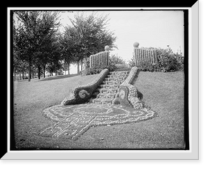 Historic Framed Print, Floral steps, gates ajar, Como Park, St. Paul, Minn.,  17-7/8" x 21-7/8"
