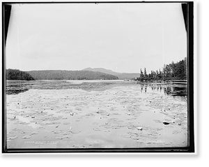 Antique Scenic Print - Adirondacks - Saranac River and Round Lake