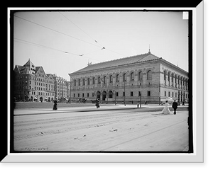 Historic Framed Print, Copley Square, Trinity Church, Art Museum, Public Library, Boston, Mass.,  17-7/8" x 21-7/8"