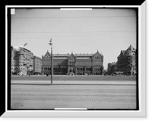 Historic Framed Print, Copley Square, Trinity Church, Art Museum, Public Library, Boston, Mass. - 2,  17-7/8" x 21-7/8"