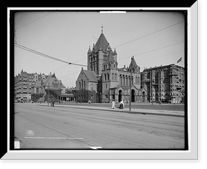Historic Framed Print, Copley Square, Trinity Church, Art Museum, Public Library, Boston, Mass. - 3,  17-7/8" x 21-7/8"