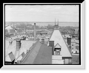 Historic Framed Print, Fort Monroe and entrance to Hampton Roads, Va. - 8,  17-7/8" x 21-7/8"
