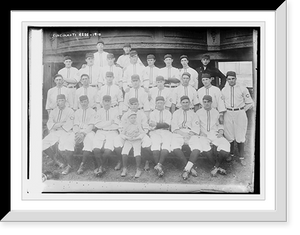 Historic Framed Print, Cincinnati Reds NL Ball Team posing in group,  17-7/8" x 21-7/8"