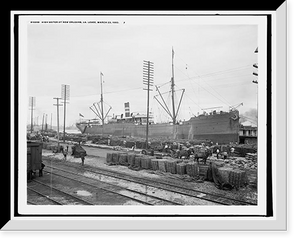 Historic Framed Print, High water at New Orleans, La., levee, March 23, 1903,  17-7/8" x 21-7/8"