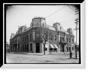 Historic Framed Print, Opera House and American National Bank, Pensacola, Fla.,  17-7/8" x 21-7/8"