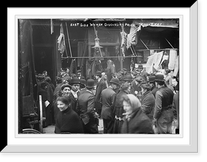 Historic Framed Print, East side crowd discussing price of meat in front of shops, New York,  17-7/8" x 21-7/8"