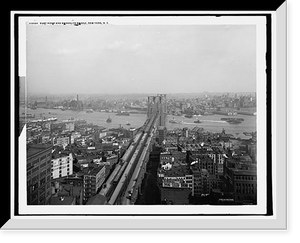 Historic Framed Print, East River and Brooklyn Bridge, New York, N.Y.,  17-7/8" x 21-7/8"