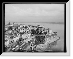 Historic Framed Print, Governor's Palace and sea wall, San Juan, P.R.,  17-7/8" x 21-7/8"