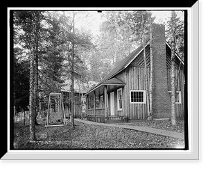 Historic Framed Print, Hess Camp [i.e. Inn] cottages, Fulton Chain, Adirondack Mountains,  17-7/8" x 21-7/8"