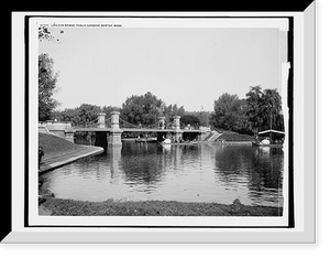 Historic Framed Print, Lake and bridge, Public Gardens, Boston, Mass.,  17-7/8" x 21-7/8"