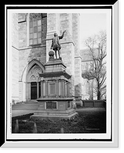 Historic Framed Print, Columbus statue, Boston, Mass.,  17-7/8" x 21-7/8"