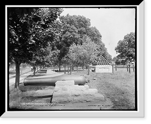 Historic Framed Print, Perry monument [i.e. Cannonball Monument] and guns, Put-In-Bay, O[hio],  17-7/8" x 21-7/8"