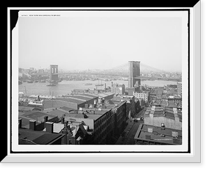 New York and Brooklyn Bridge, Antique Poster