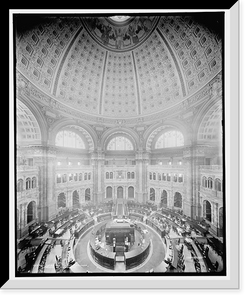 Historic Framed Print, Reading Room rotunda, Library of Congress,  17-7/8" x 21-7/8"