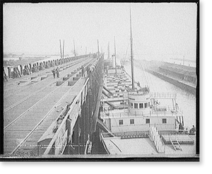 Antique Maritime - Marquette, Michigan - Steamer loading at the South