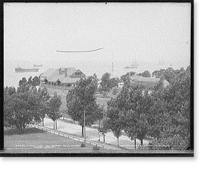Antique Scenic Print - Newport News, Virginia - Casino park and Academy