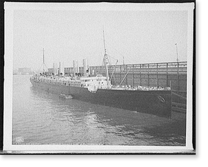 Vintage Nautical Print - S.S. Deutschland, Hamburg America line pier