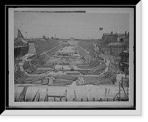 Historic Framed Print, Construction of new concrete dry dock, League Island Navy Yard, Philadelphia, Pa.,  17-7/8" x 21-7/8"