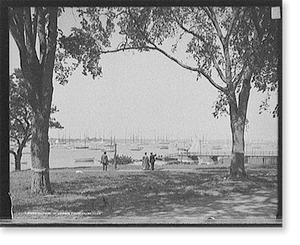 Vintage Nautical Print - Marblehead, Massachusetts - Glimpse of harbor