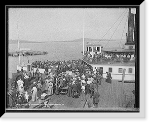 Historic Framed Print, Boarding str. Mt. Washington at Weirs, Lake Winnipesaukee, N.H.,  17-7/8" x 21-7/8"