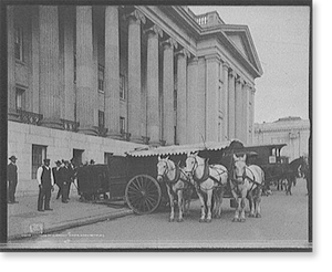 Vintage Americana Print - Washington, DC - U.S. Treasury currency wagon