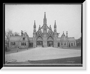 Historic Framed Print, Entrance to Greenwood Cemetery, Brooklyn, N.Y.,  17-7/8" x 21-7/8"