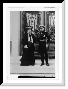 Historic Framed Print, Duke and Duchess of Connaught, standing on steps before elaborate doors,  17-7/8" x 21-7/8"