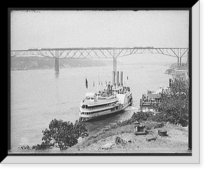 Historic Framed Print, Passing over and under Poughkeepsie bridge, Poughkeepsie, N.Y.,  17-7/8" x 21-7/8"