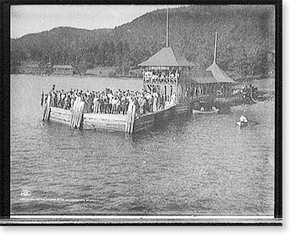 Vintage Nautical Print - Lake George - Waiting for steamer