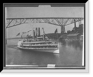 Historic Framed Print, Steamer New York and Poughkeepsie Bridge, Poughkeepsie,  17-7/8" x 21-7/8"