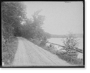 Antique Scenic Print - On the shore of Lake Spoffard Spofford
