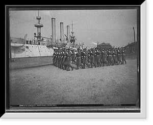 Vintage Nautical Print - Brooklyn - U.S.S. Marine guard company drill