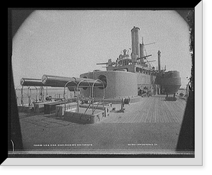 Historic Framed Print, U.S.S. Iowa, 12 inch and 8 inch gun turrets,  17-7/8" x 21-7/8"