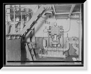 U.S.S. Kentucky, engine room, Antique Print
