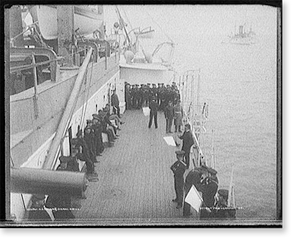 Antique Maritime - Battleships - U.S.S. Maine, signal drill