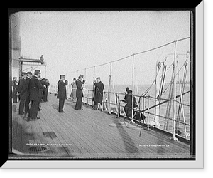 Antique Maritime - Battleships - U.S.S. Maine, receiving a visator
