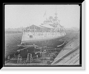 Historic Framed Print, U.S.S. Massachusetts in dry dock - 5,  17-7/8" x 21-7/8"