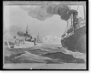 Historic Maritime - Battleships - U.S.S. McCulloch firing a shot across