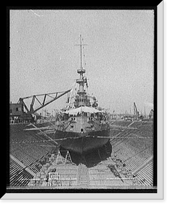 Historic Framed Print, U.S.S. Oregon in dry dock, Brooklyn Navy Yard,  17-7/8" x 21-7/8"