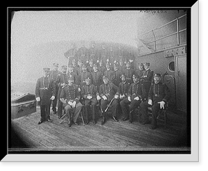 Historic Framed Print, U.S.S. Oregon, Capt. Barker and officers - 2,  17-7/8" x 21-7/8"