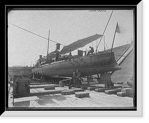 Historic Framed Print, [U.S.S. Porter, in dry dock, Brooklyn Navy Yard],  17-7/8" x 21-7/8"