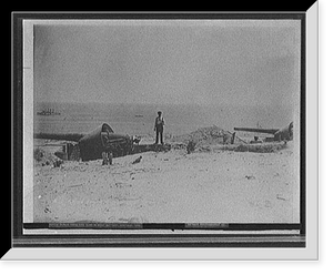 Historic Framed Print, 6-inch rapid fire guns in west battery, Santiago, 1898,  17-7/8" x 21-7/8"