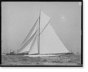 Vintage Americana Print - Reliance crossing the finish line, Aug, 1903