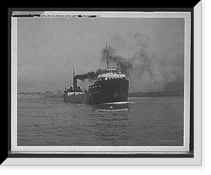 Historic Framed Print, [U.S. marine postal service, Detroit River, approaching freighter],  17-7/8" x 21-7/8"