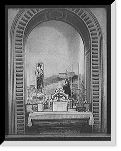 Altarpiece showing Christ appearing before a nun, with religious building in background, Vintage Print