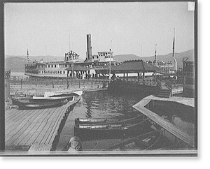 Antique Scenic Print - Lake George - N.Y., the Sagamore boat landing