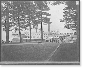 Vintage Landscape - Lake George - Green Island, the Sagamore boat